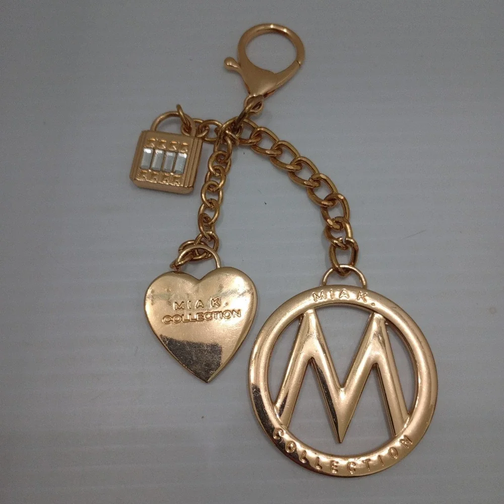 MIAK Collection Gold Tone Logo Charm Keychain‎ Bag Accessory